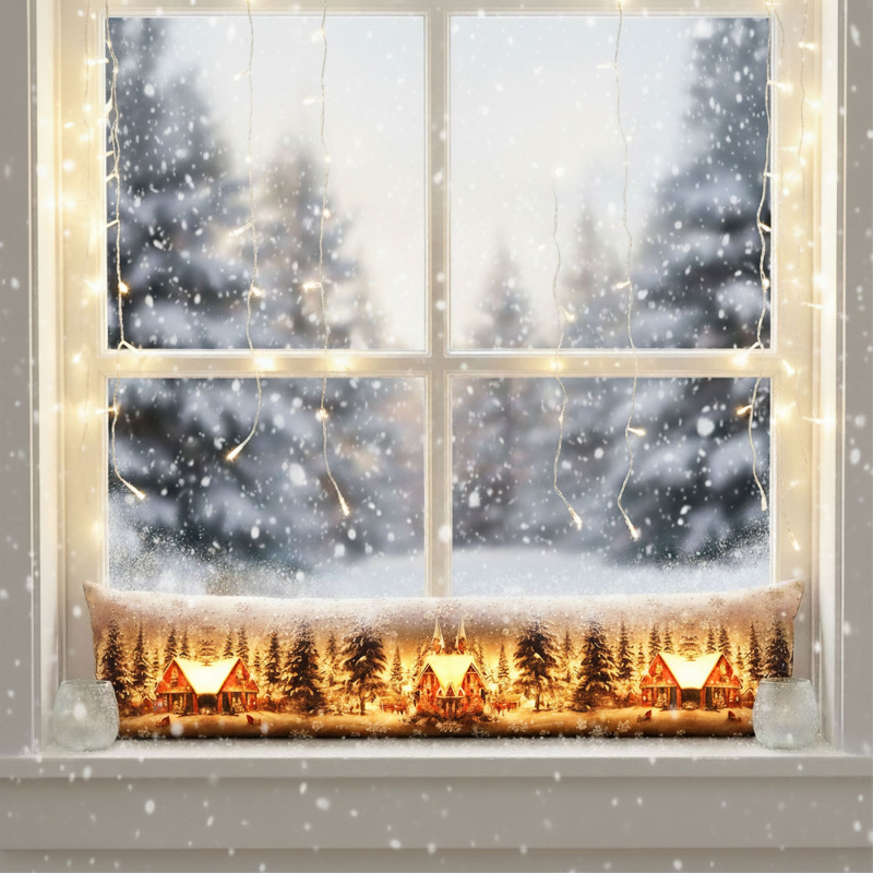 Forbyt Vánoční svítící dekorace okenní polštář Zasněžená krajina 20x85 cm Varianta: Vánoční svítící dekorace okenní polštář Zasněžená krajina CYH6019R 20x85 cm