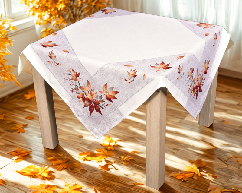 Forbyt kuchyňský ubrus CYH5957GC, podzimní listí, bílo-oranžová, 85x85cm (čtverec)