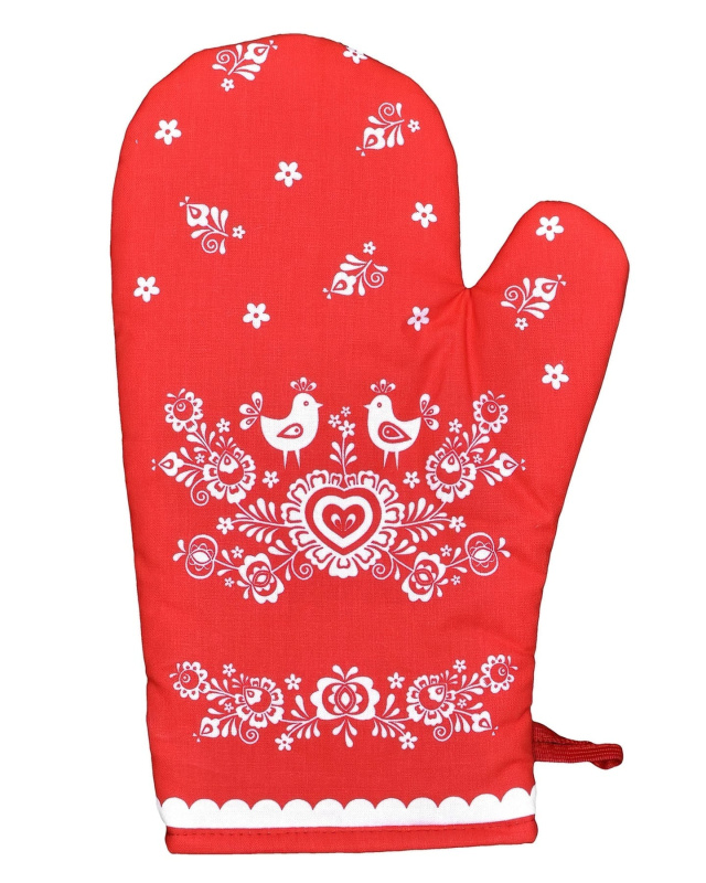 Forbyt Kuchyňská chňapka Folk podklad červený 1 ks Varianta: Kuchyňská chňapka Folk podklad červený 1 ks 18x28 cm