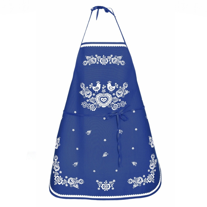 Forbyt Kuchyňská zástěra Folk podklad modrý Varianta: Kuchyňská zástěra Folk podklad modrý 64x76 cm