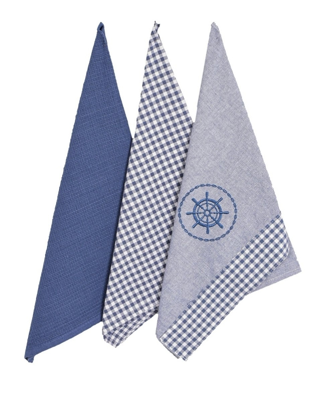 Forbyt Utěrky Káro a kruh modrá 3 ks Varianta: Utěrky Káro a kruh modrá 45x70 cm 3 ks