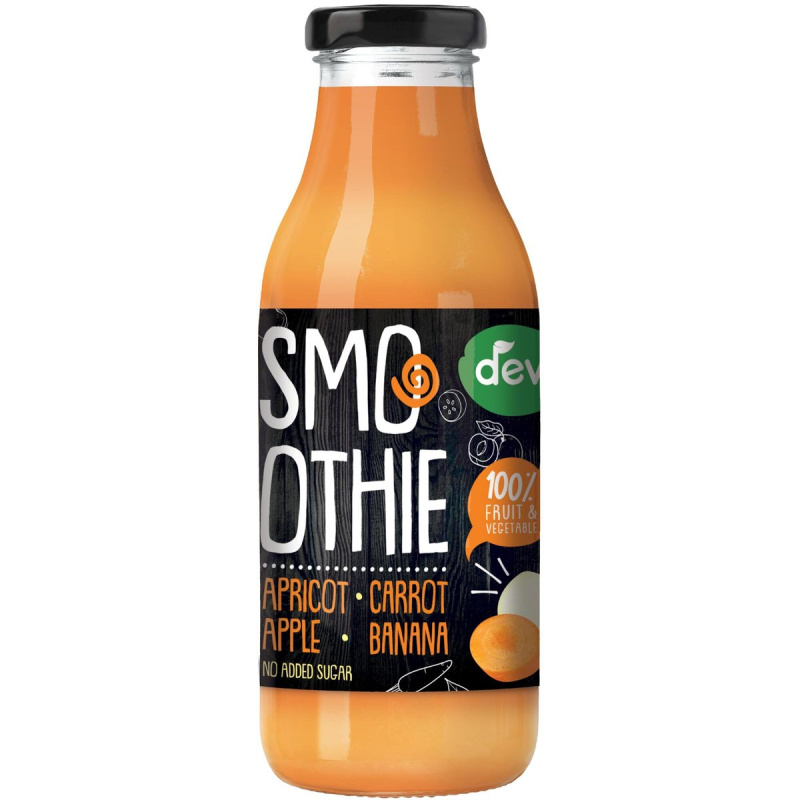 Smoothie DEVA - meruňka, mrkev, jablko, banán, 0,3 l, 12 ks