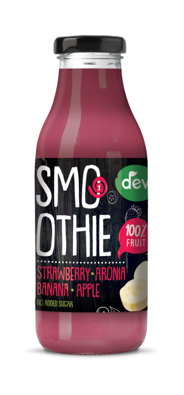 Deva Smoothie jahoda, arónie, banán, jablko sklo