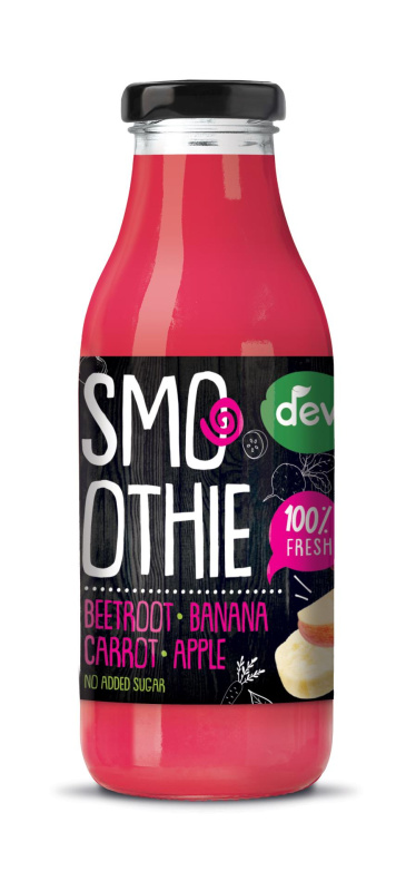 Smoothie DEVA - červená řepa, jablko, mrkev, banán, 0,3 l, 12 ks