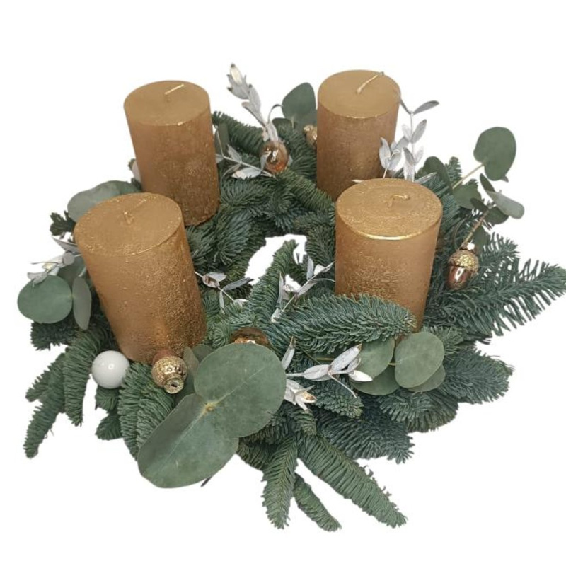 Adventní věnec s eukalyptem Ø 30cm