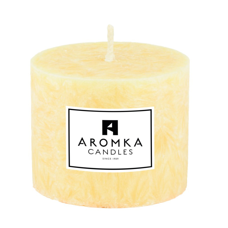 Přírodní vonná svíčka palmová - AROMKA - Válec, průměr 6,4 cm, výška 5,8 cm Vůně: Měsíček Lékařský
