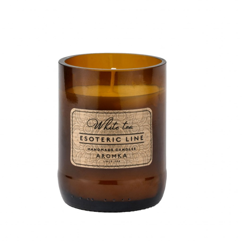 Přírodní vonná svíčka sójová - AROMKA - Esoteric Line - Pivní Láhev, 150 ml Vůně: Bílý čaj