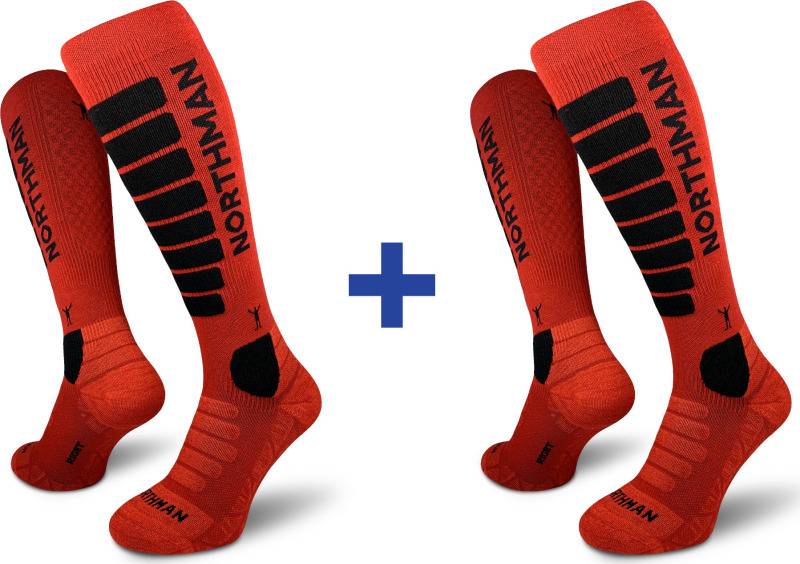 Lyžařské kompresní merino ponožky NORTHMAN 21 2-pack červené Velikost: 42-47