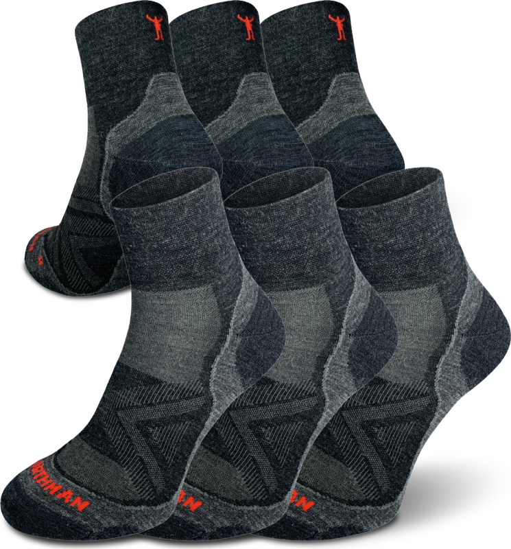 Běžecké merino ponožky NORTHMAN Pro Mid 3-pack tmavě šedá Velikost: 39-41