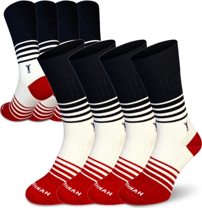 Ponožky merino NORTHMAN Trojan2 4-pack černobíločervené Velikost: 42-44