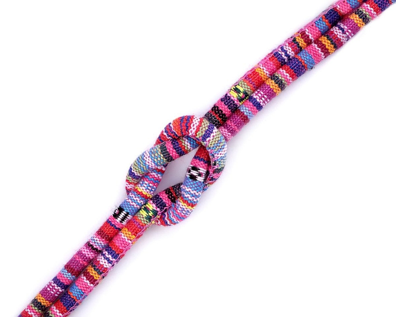 Textil Soldán Šňůrka kulatá s výplní 310199/1, indiánský motiv, růžová, průměr 6mm (šňůra na metry)