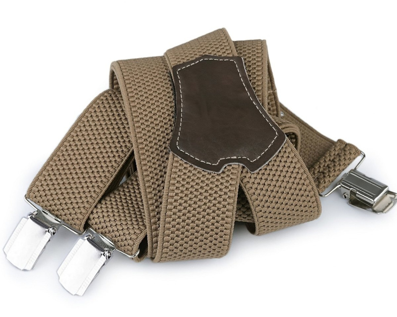 Stoklasa šle pánské s texturou, délka 120cm, šíře 3,5cm, tvar Y, béžové, 650265/09