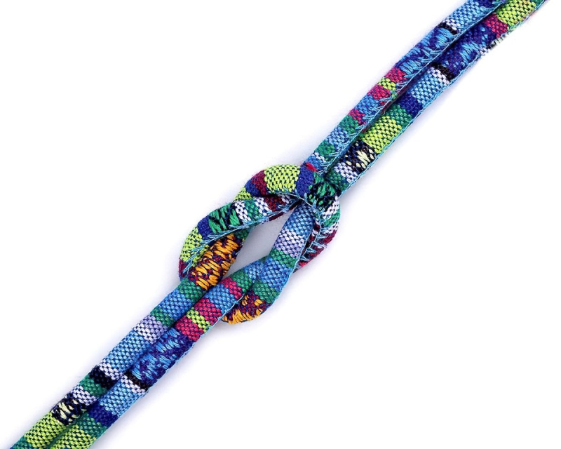 Textil Soldán Šňůrka kulatá s výplní 310199/4, indiánský motiv, modrá, průměr 6mm (šňůra na metry)