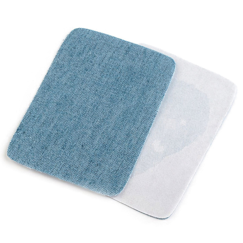 Stoklasa Klasická nažehlovací záplata modrá jeans RIFLOVÁ, textilní bavlněná 740371/2, jednobarevná modrá jeans, 5,3x7,9cm, 10 kusů v balení