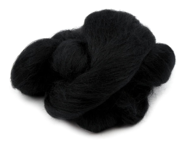 InBIO Vlna na plstění / ovčí rouno česané, 730340/2, 20g, černá