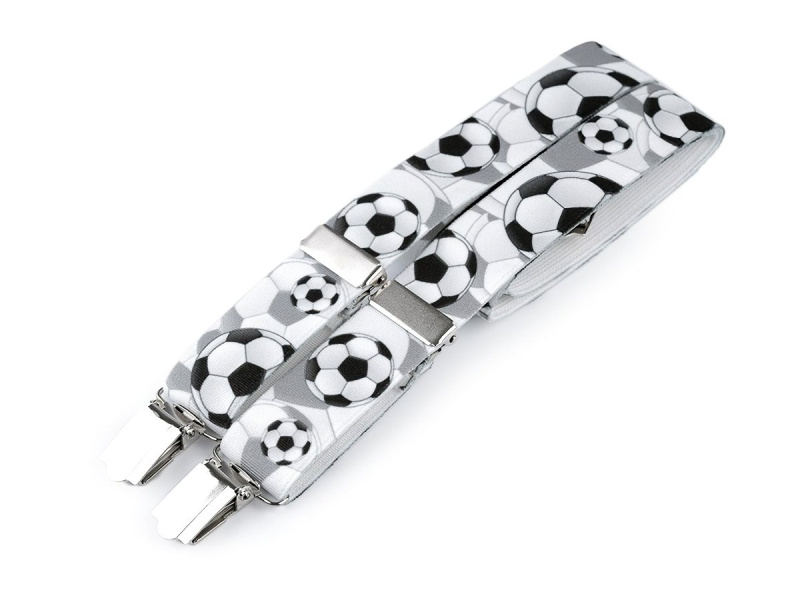 Stoklasa šle dětské, délka 70cm, šíře 2,5cm, tvar Y, FOTBAL černobílé, 650249/17