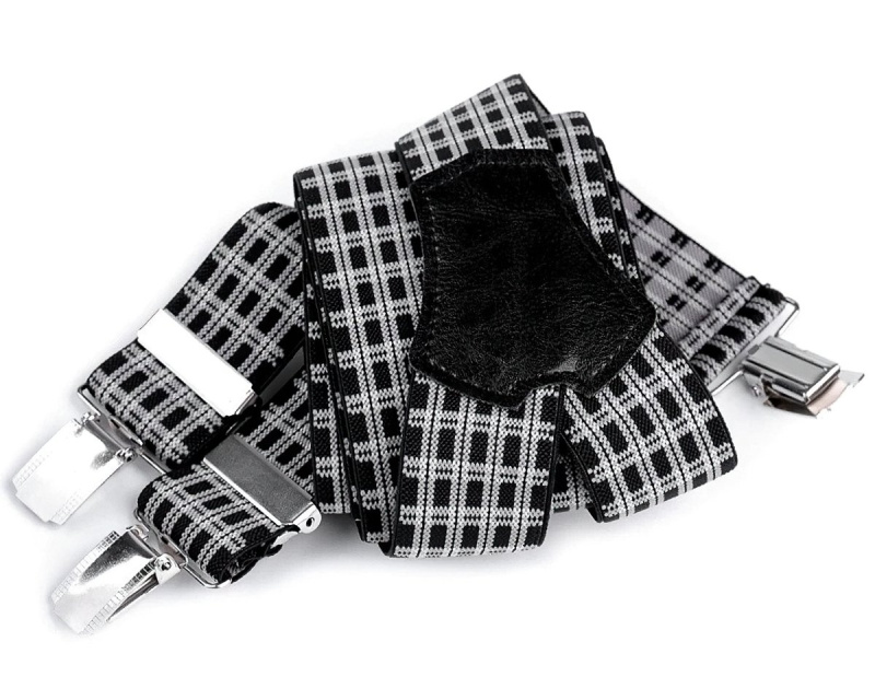 Stoklasa Šle pánské, délka 120cm, šíře 3,5cm, tvar Y, černo-bílé drobné káro, 650355/04
