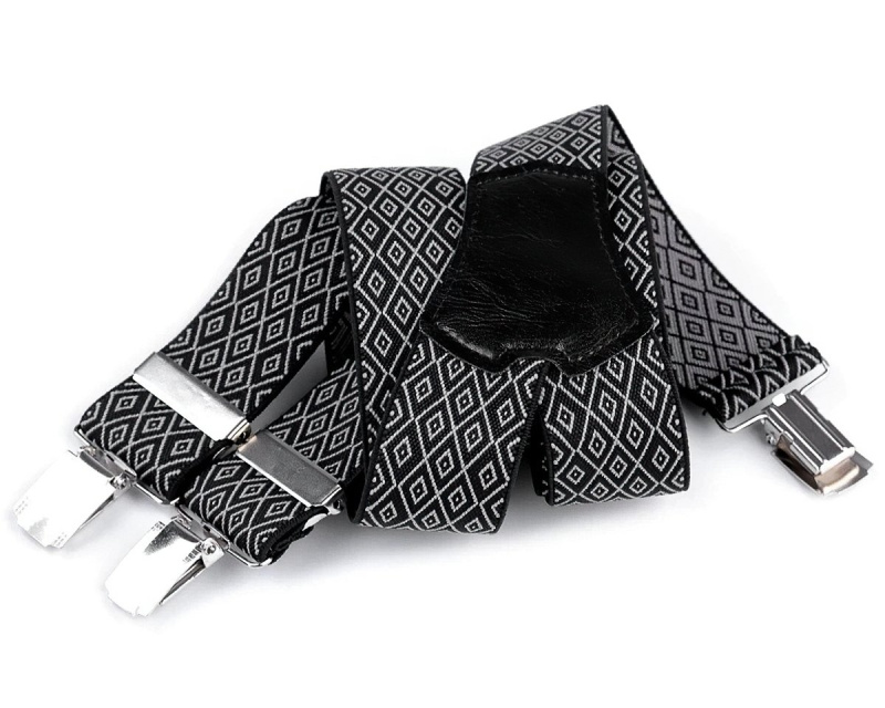 Stoklasa Šle pánské, délka 120cm, šíře 3,5cm, tvar Y, černo-bílé káro, 650352/03