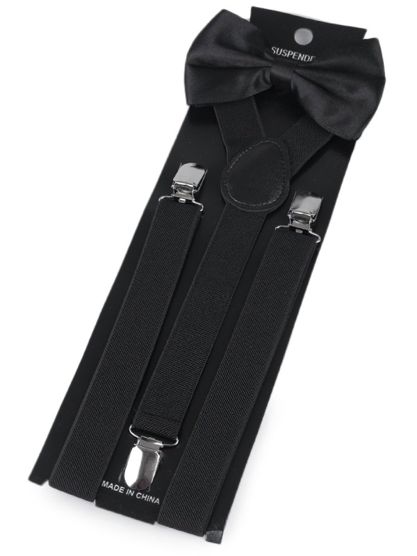 Stoklasa Dětská společenská chlapecká sada, motýlek a šle 650360/04, černá