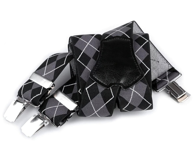 Stoklasa Šle pánské, délka 120cm, šíře 3,5cm, tvar Y, černo-šedé káro, 650352/02