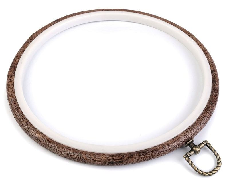 Stoklasa Vyšívací plastový kruh 090506 k zavěšení, imitace dřeva, hnědý, průměr 20cm