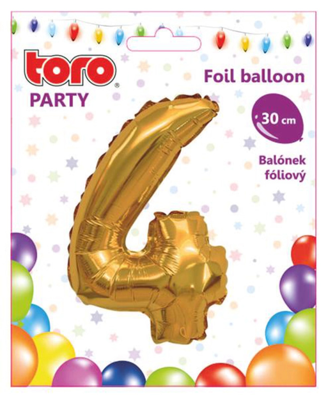 Balónek ČÍSLICE 4 MATNĚ ZLATÁ 30 cm