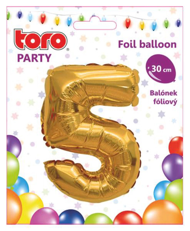 Balónek ČÍSLICE 5 MATNĚ ZLATÁ 30 cm