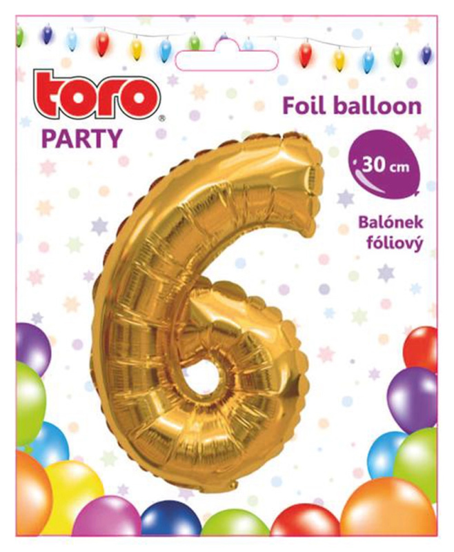 Balónek ČÍSLICE 6 MATNĚ ZLATÁ 30 cm