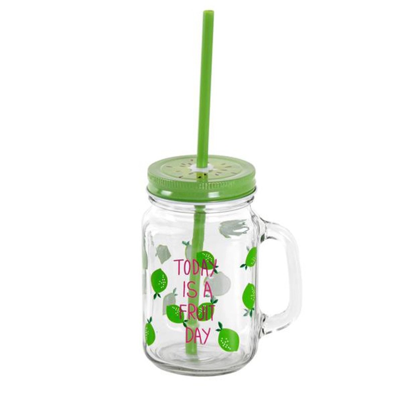 Toro sklenice mason s víčkem a brčkem ovoce 450 ml