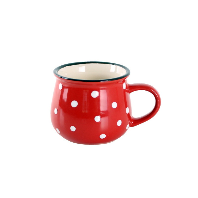 Hrnek keramický červený s puntíky 250 ml