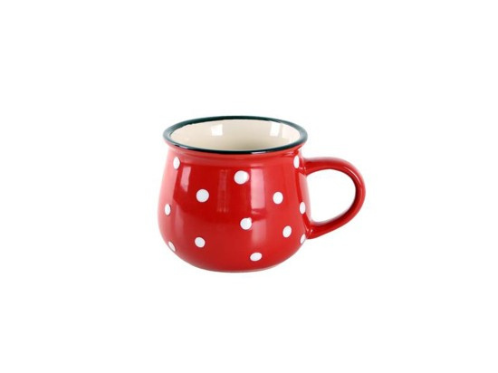 Hrnek keramický červený s puntíky 250 ml
