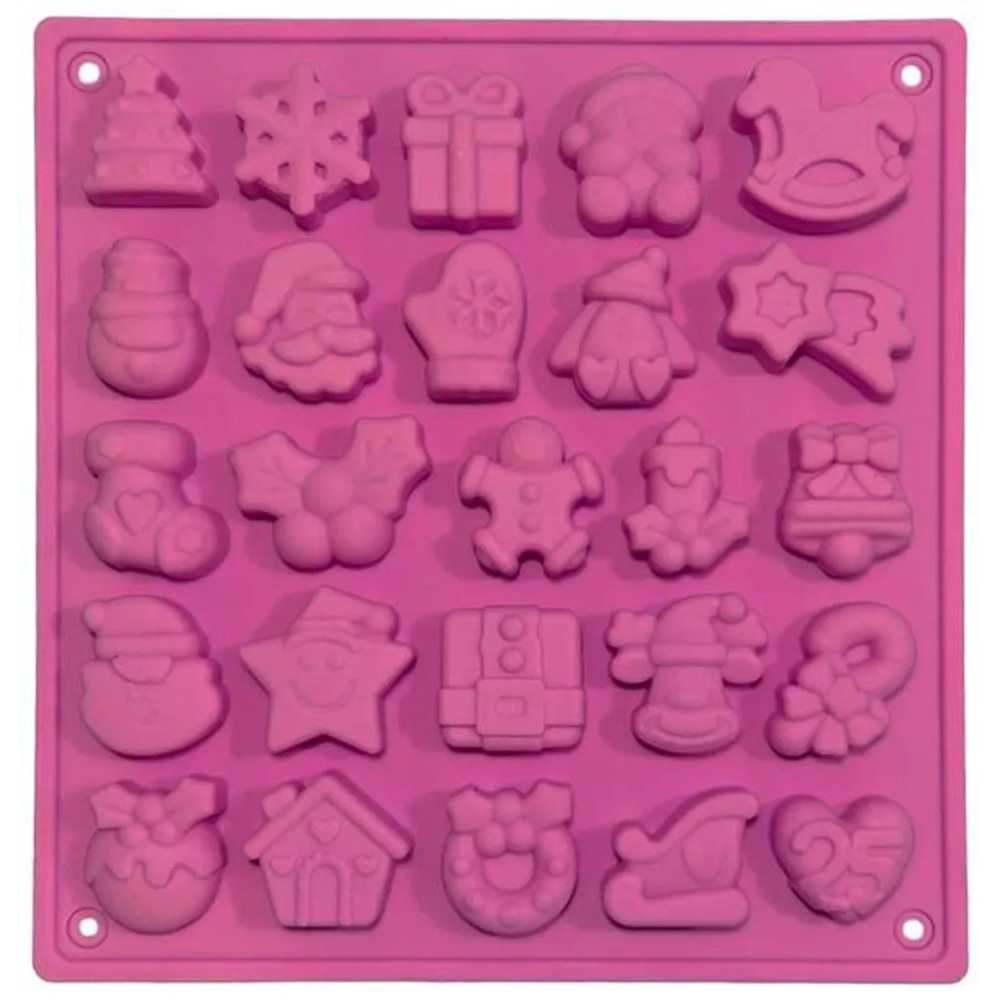 Toro Silikonová forma vánočních motivů, růžová 17,8 x 18,7 x 1,3 cm, 20 ks