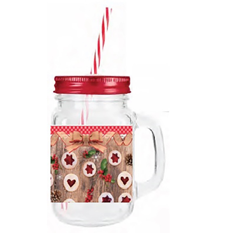 Toro Sklenice Mason s víčkem a brčkem, linecké, 450 ml