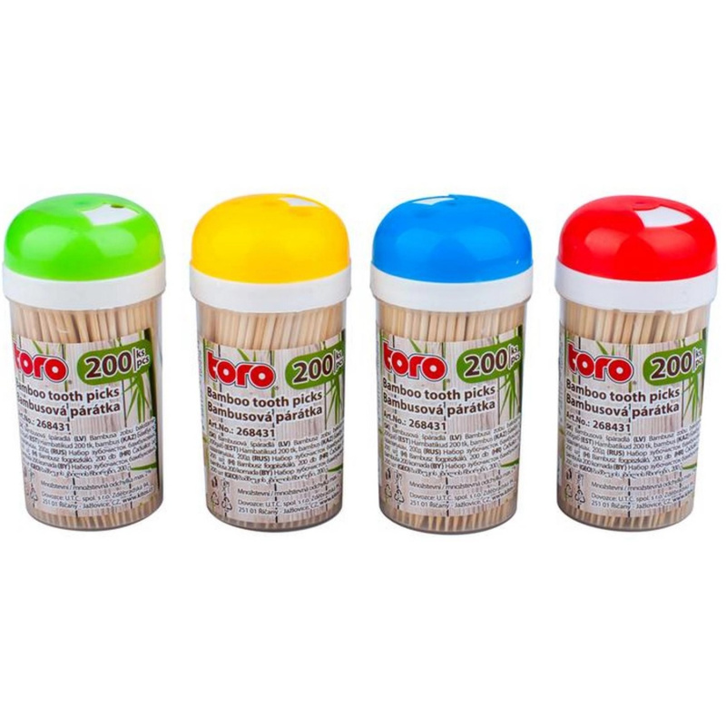 Toro párátka v zásobníku bambus, mix barev, 200 ks