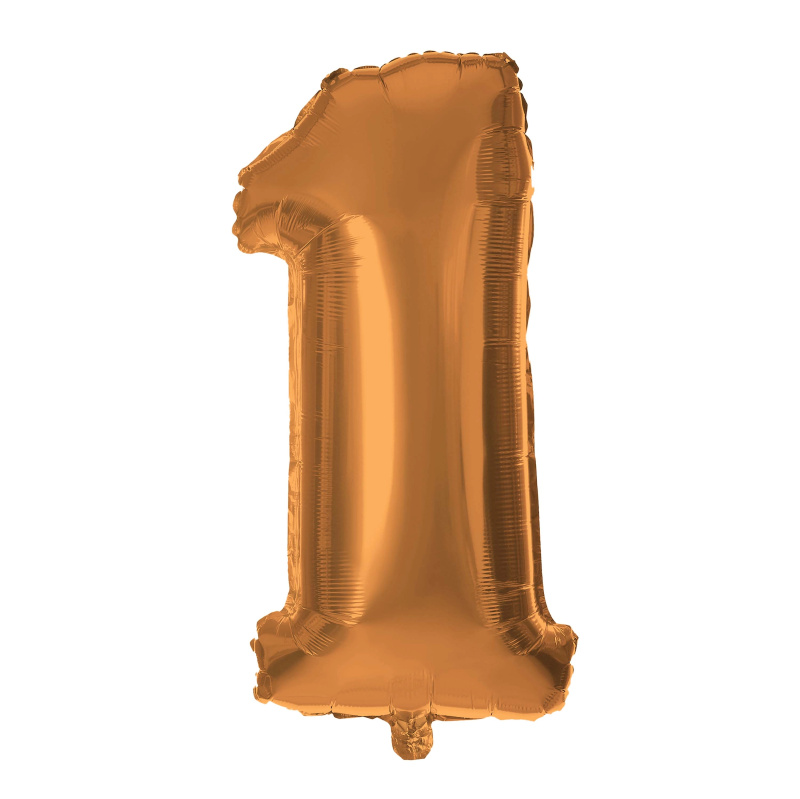 Balónek foliový TORO číslice 1 30cm bronzový