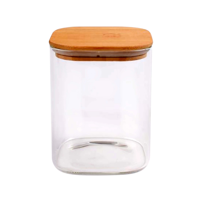 Dóza s bambusovým víčkem 930 ml z borosilikátového skla