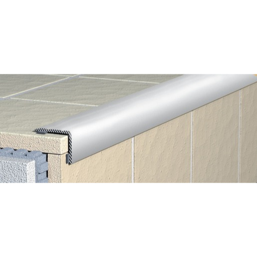 Schodová hrana schodová Havos chrom, hliník elox, délka 270 cm, výška hrany 9 mm, ALESH9270