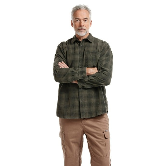 Bushman Pánská manšestrová košile Taltson, tmavě zelená XXL