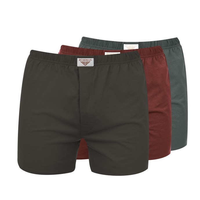 Bushman trenýrky Nicolas 3Pack tmavě hnědé/burgundy/šedé M