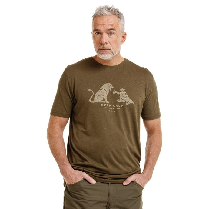 Bushman Pánské tričko Lasal, tmavá khaki XL