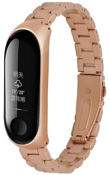 Řemínek WG na fitness náramek Xiaomi Mi Band 5 / nerezová ocel / růžová Varianta: ivi1