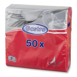 Papírové ubrousky - 2vrstvé, 33 × 33 cm, 50 ks, červené