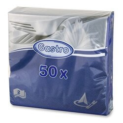 Papírové ubrousky - 2vrstvé, 33 × 33 cm, 50 ks, modré