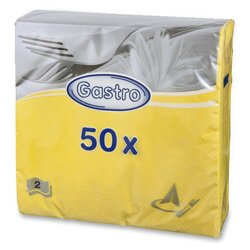 Papírové ubrousky - 2vrstvé, 33 × 33 cm, 50 ks, žluté