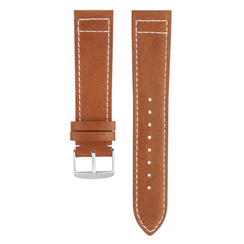 PRIM Řemínek RB.13238 (22 mm) - světle hnědý, Bílá || Hnědá