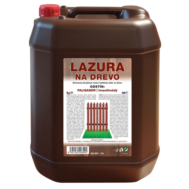 Barvy a Laky Lazura na dřevo palisandr 10 l