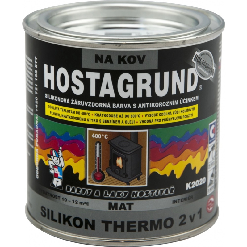 Hostagrund Silikonová černá barva na kov do 400 °C, K2020, 350 g