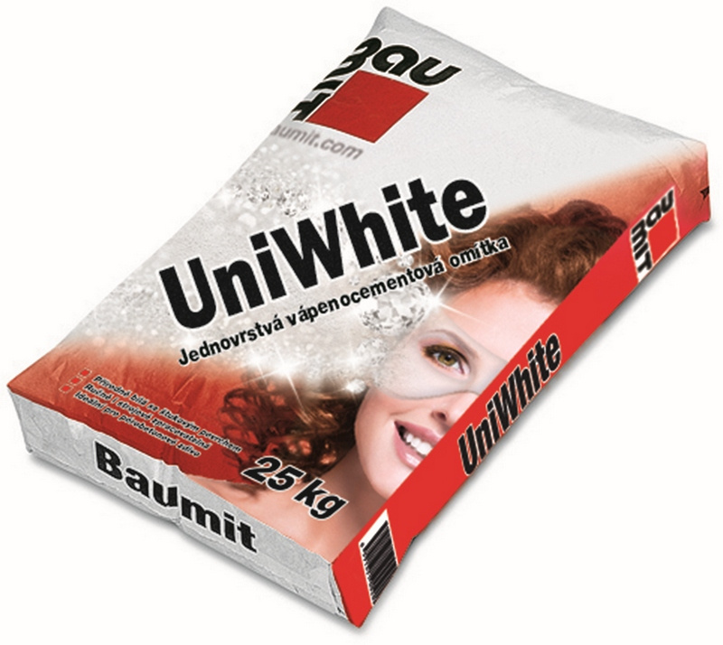 Omítka vápenocementová Baumit UniWhite jemná 0,6 mm 25 kg