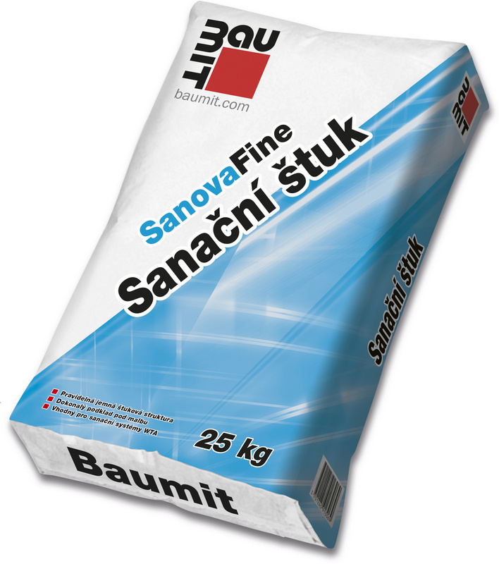 Omítka sanační štuková Baumit SanovaFine 0,6 mm 25 kg