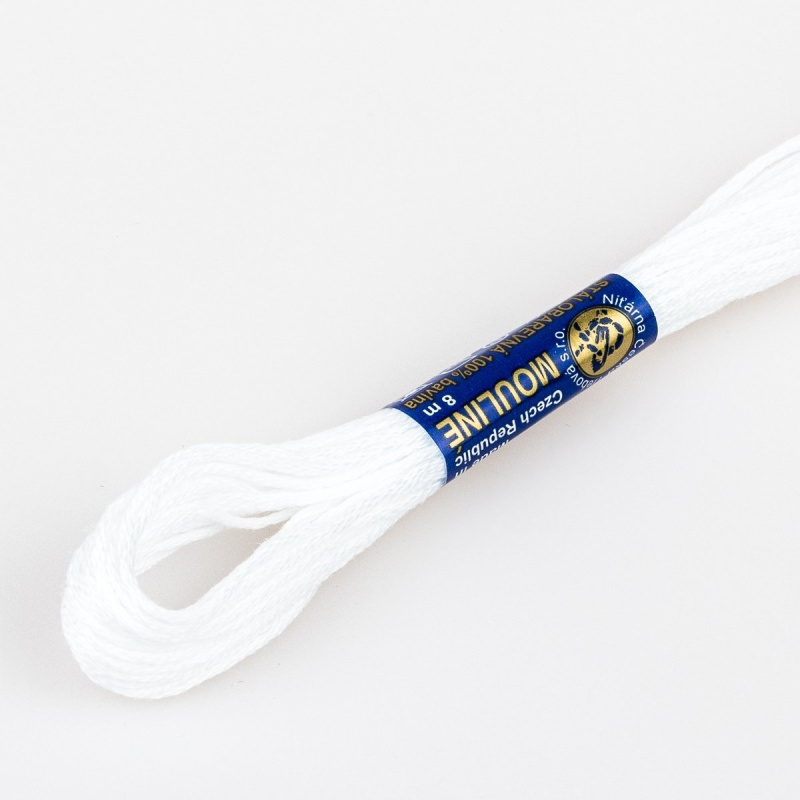 Niťárna Vyšívací příze MOULINE / MULINKA 0010 bílá, jednobarevná, 2g/8m